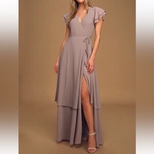 Lulu's Dusty Mauve Wrap Maxi Dress